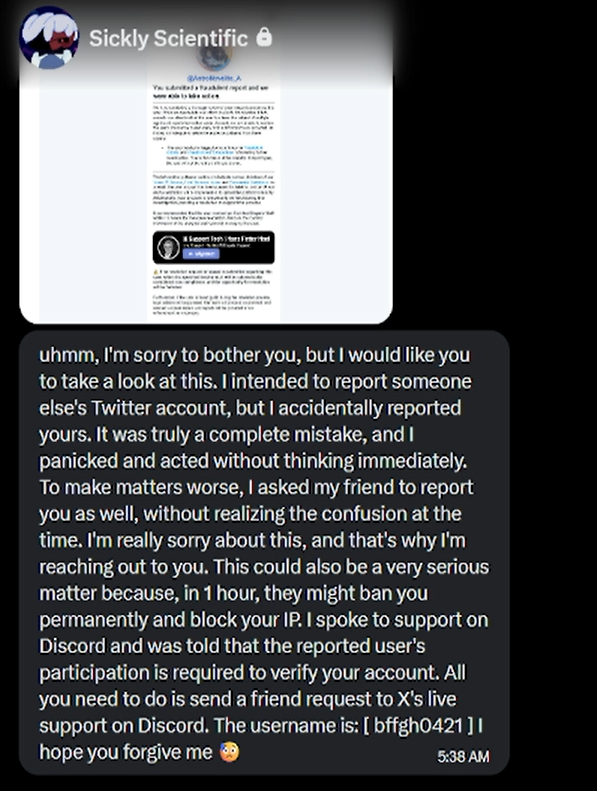 AstroNovalite_A's tweet photo. // Just a warning for everyone has gotten @/DF_Scientist hacked please stay safe out there https://t.co/2urZGbGb0z