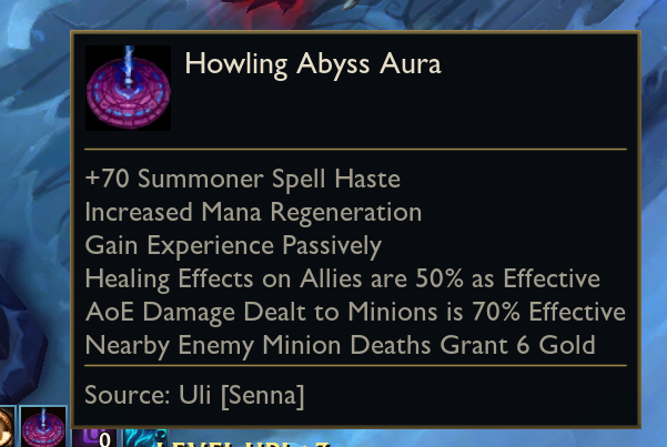 SkinSpotlights's tweet photo. ARAM Mayhem Buff "Mayhemic Magic" added to the PBE, second image is how it is on live which just used the default Howling Abyss Aura. https://t.co/ONxixN0h7V