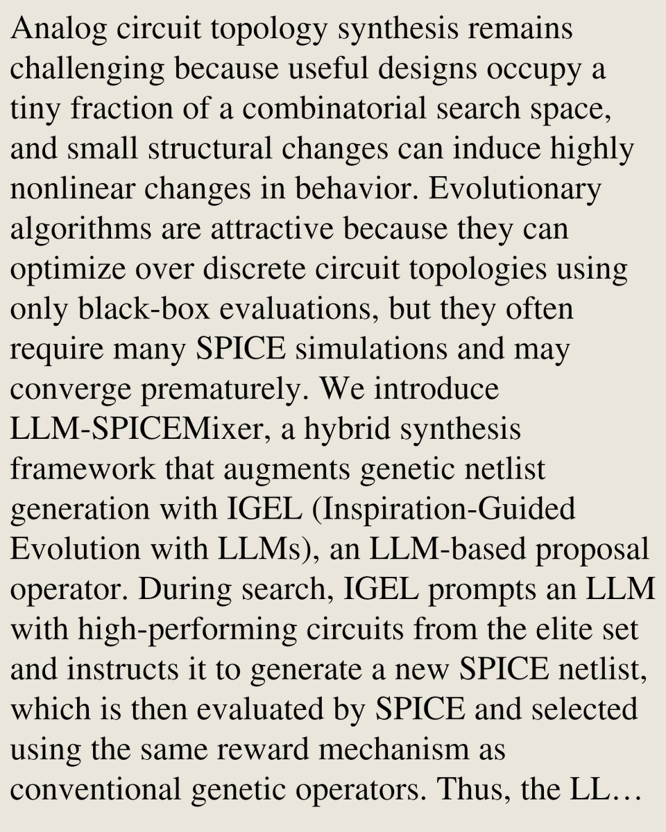 TAL's tweet photo. Spicing up Genetic Netlist Generation with LLMs

Stefan Uhlich, Yağız Gençer, Andrea Bonetti, Arun Venkitaraman, Chia-Yu Hsieh, Eisaku Ohbuchi, Lorenzo Servadei
https://t.co/FukIdSsevi [𝚌𝚜.𝙽𝙴 𝚌𝚜.𝙰𝚁 𝚌𝚜.𝙻𝙶] https://t.co/wD4vmLFb9m