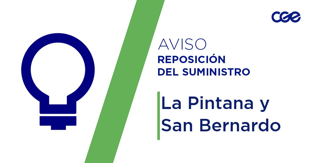 CGE_Clientes's tweet photo. Informamos a nuestros clientes de los sectores Antonio Varas, Carlos Condell, Rolecha y Calle Martín de Solís; en las comunas de #LaPintana y #SanBernardo, la normalización del servicio. Verifica tus automáticos, si continúas sin energía, comunícate con tu número de cliente a nuestros distintos canales de atención 📲 y te ayudaremos a solucionar el problema.