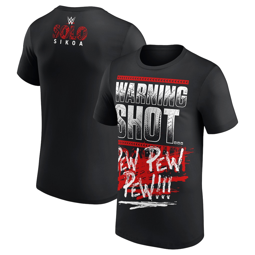 WrestleSeek's tweet photo. 🚨 Solo Sikoa’s new “Warning Shot” T-shirt has sold over 300 units on WWE Shop in the last 24 hours.

PEW PEW PEW! https://t.co/KUPciWzsZN