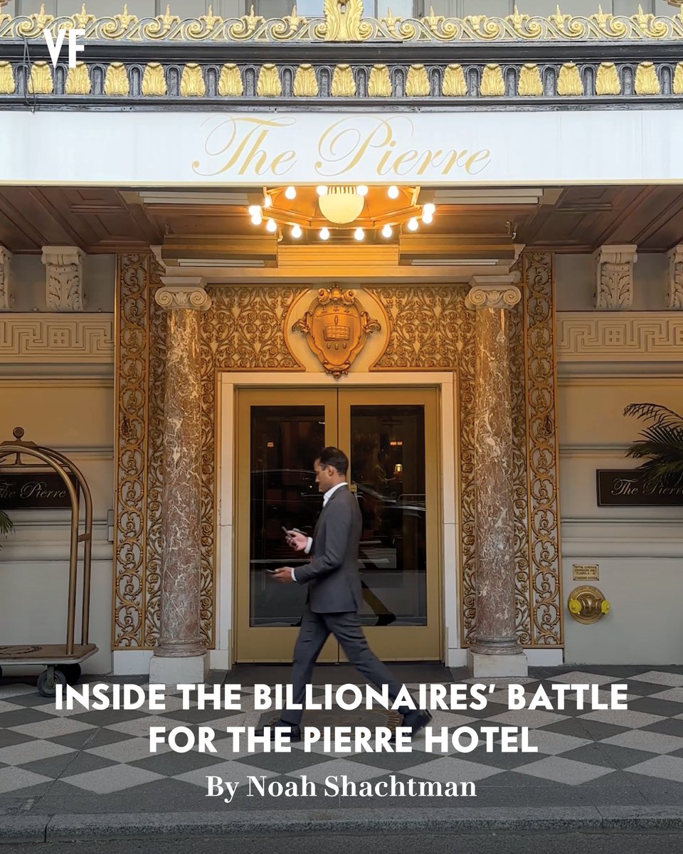 VanityFair's tweet photo. For almost a hundred years, The Pierre Hotel overlooking Central Park South has been home to glamorous denizens such as Elizabeth Taylor, Yves Saint Laurent, and Coco Chanel. But a plan to sell the building to a Saudi buyer threatens to force all of the residents out along with longtime staff.

As neighbors take sides against one another ahead of a final vote, new reporting from Vanity Fair, including a secret dossier, private text messages, and a leaked recording, sheds light on the bitter fight over the hotel’s future—and the controversial role of the penthouse owner, US Commerce Secretary Howard Lutnick.

Read the full story from @noahshachtman: https://t.co/G3n7fIAXDX