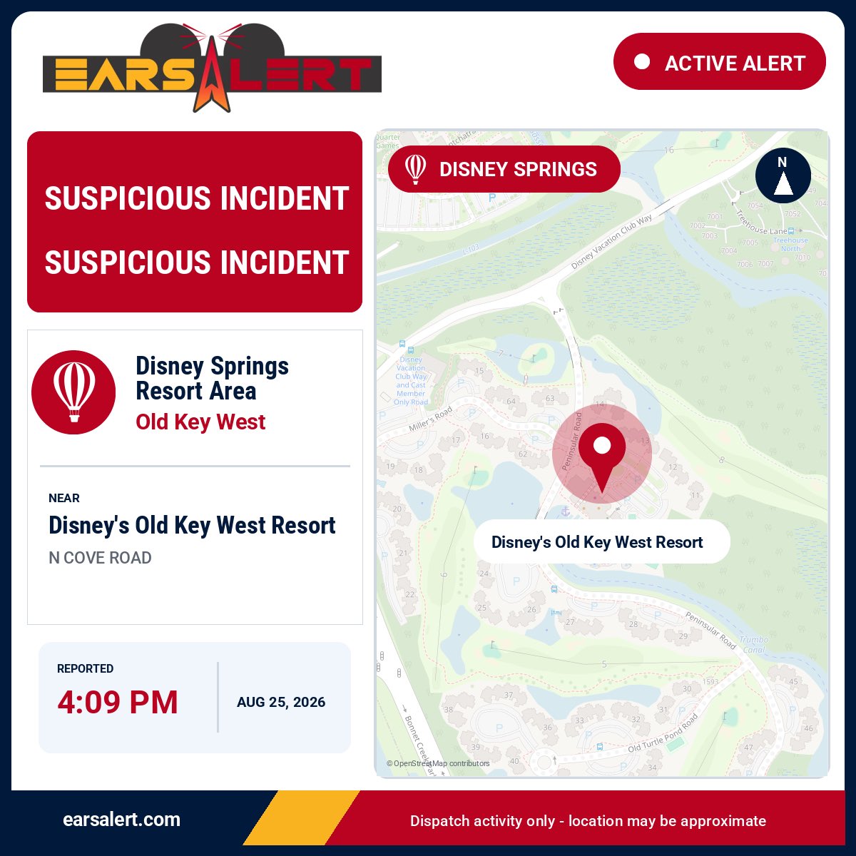 WDWEarsAlert's tweet photo. 🚨 Disney World Alert (Suspicious Incident)
📍 Disney Springs Resort Area — Old Key West
🕒 4:09 PM
🗺 Map: https://t.co/grjNfc49O2
https://t.co/hJclNw1sQR https://t.co/AdsDa1FwNb