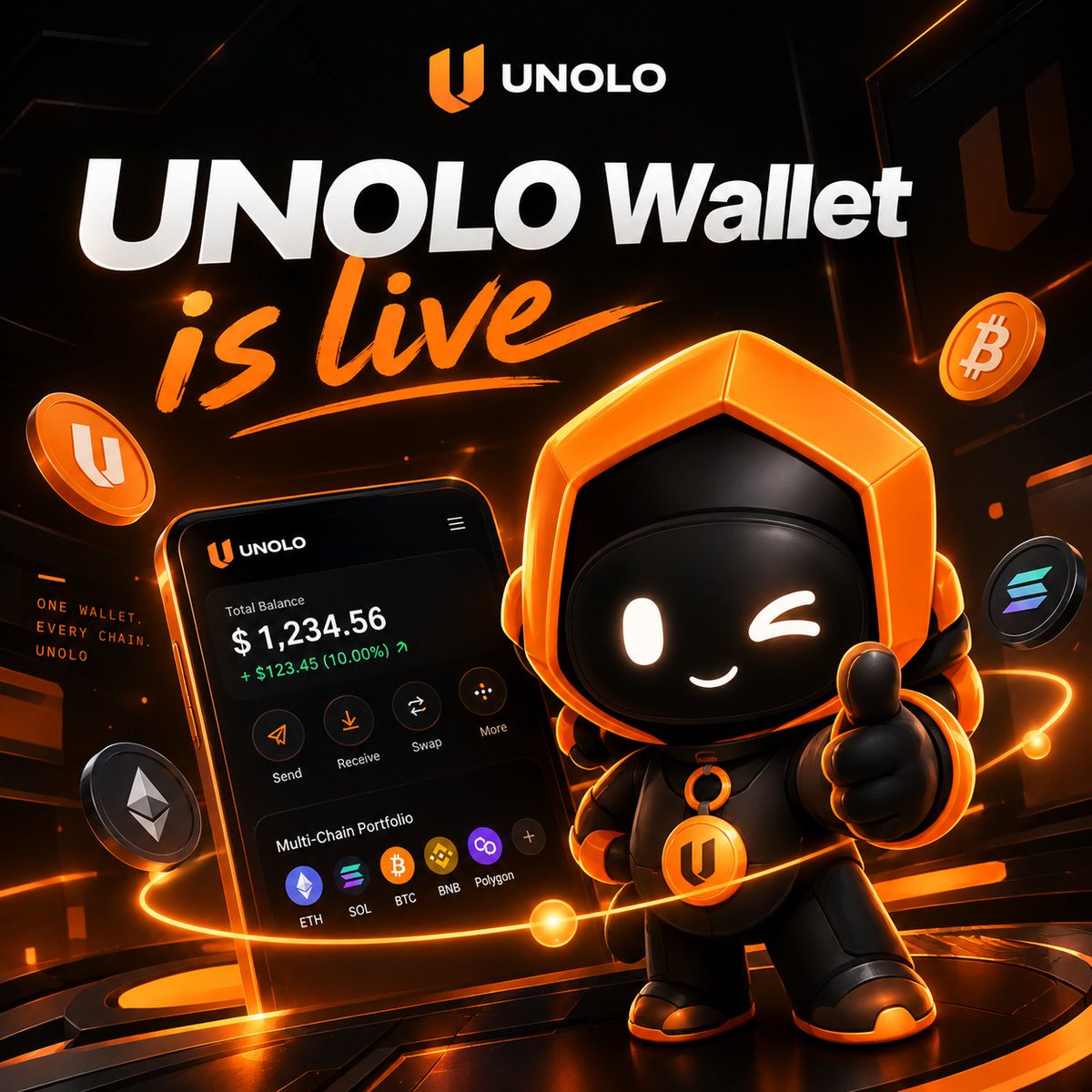 unolowallet's tweet photo. UNOLO Wallet is officially LIVE. 🟠

🌐 Website: https://t.co/DIto0boio5
🧩 Chrome Web Store: [https://t.co/hBe2l3l8m2]

UNOLO Wallet is now officially available on the Chrome Web Store.

One Wallet. Multi-Chain.
✓ Ethereum, Solana, Bitcoin & EVM networks
✓ Send & Receive
✓ Multi-chain portfolio
✓ Token Swaps
✓ Cross-chain Swaps
✓ NFT support
✓ WalletConnect & Web3 dApps
✓ Custom Tokens

Built for a simpler way to move across Web3.

This is just the beginning.

Welcome to UNOLO. 🟠