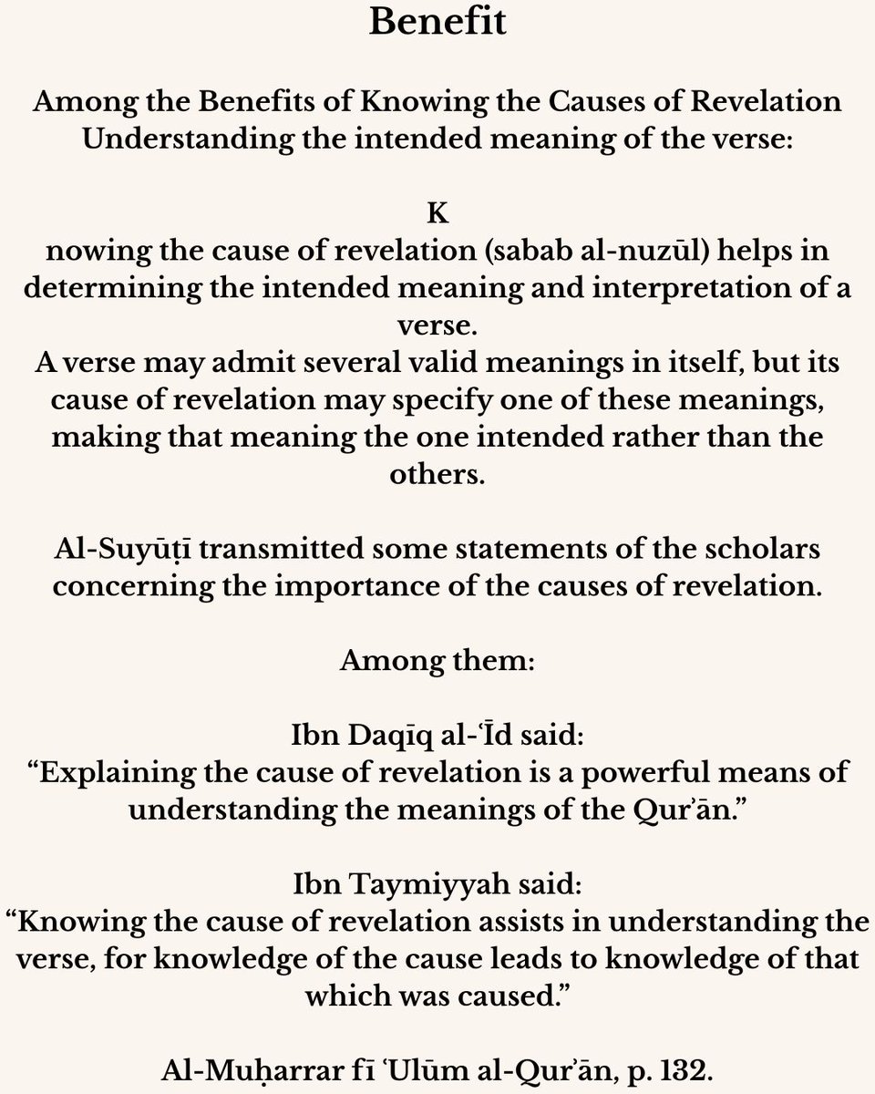 ArLp70's tweet photo. Shaykh Musāʿid al-Ṭayyār on the Benefits of Knowing the Causes of Revelation, from his book al-Muḥarrar fī ʿUlūm al-Qurʾān. https://t.co/PpS0aiTc6W