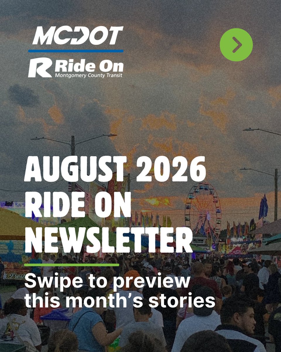 RideOnMCT's tweet photo. 📰Hot off the presses! The August edition of the Ride On Newsletter is now available! 📣
To read the latest Ride On news and updates, check out our newsletter here: https://t.co/lsjqzcYEOH #RideOnNewsletter @MCDOTNow https://t.co/LQRsKbTm6L