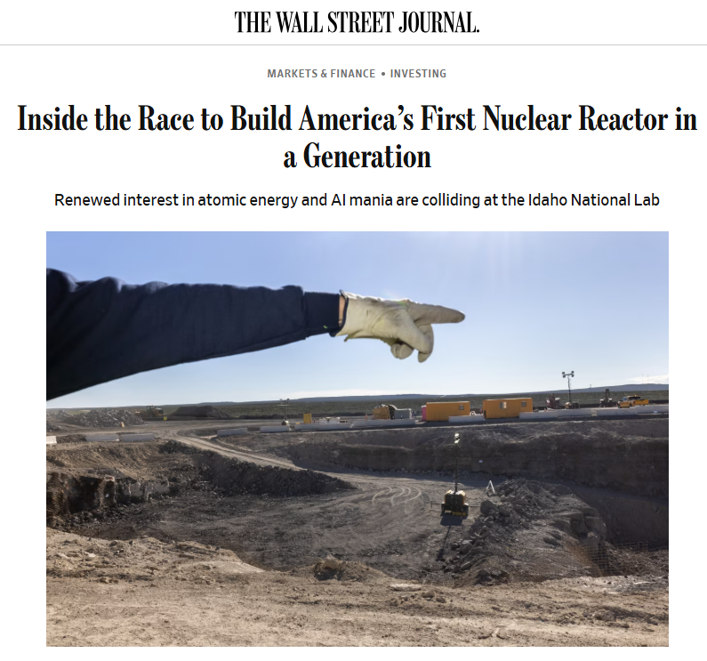 INL's tweet photo. The golden era of American #NuclearEnergy is here – and @INL is helping lead the way. ⚛️
@WSJ details how we’re helping turn today’s #nuclear momentum into lasting U.S. #energy leadership: https://t.co/mezDRzqhqk
@ENERGY @GovNuclear #AdvancedNuclear #NuclearRenaissance https://t.co/QzY2iiZZFa