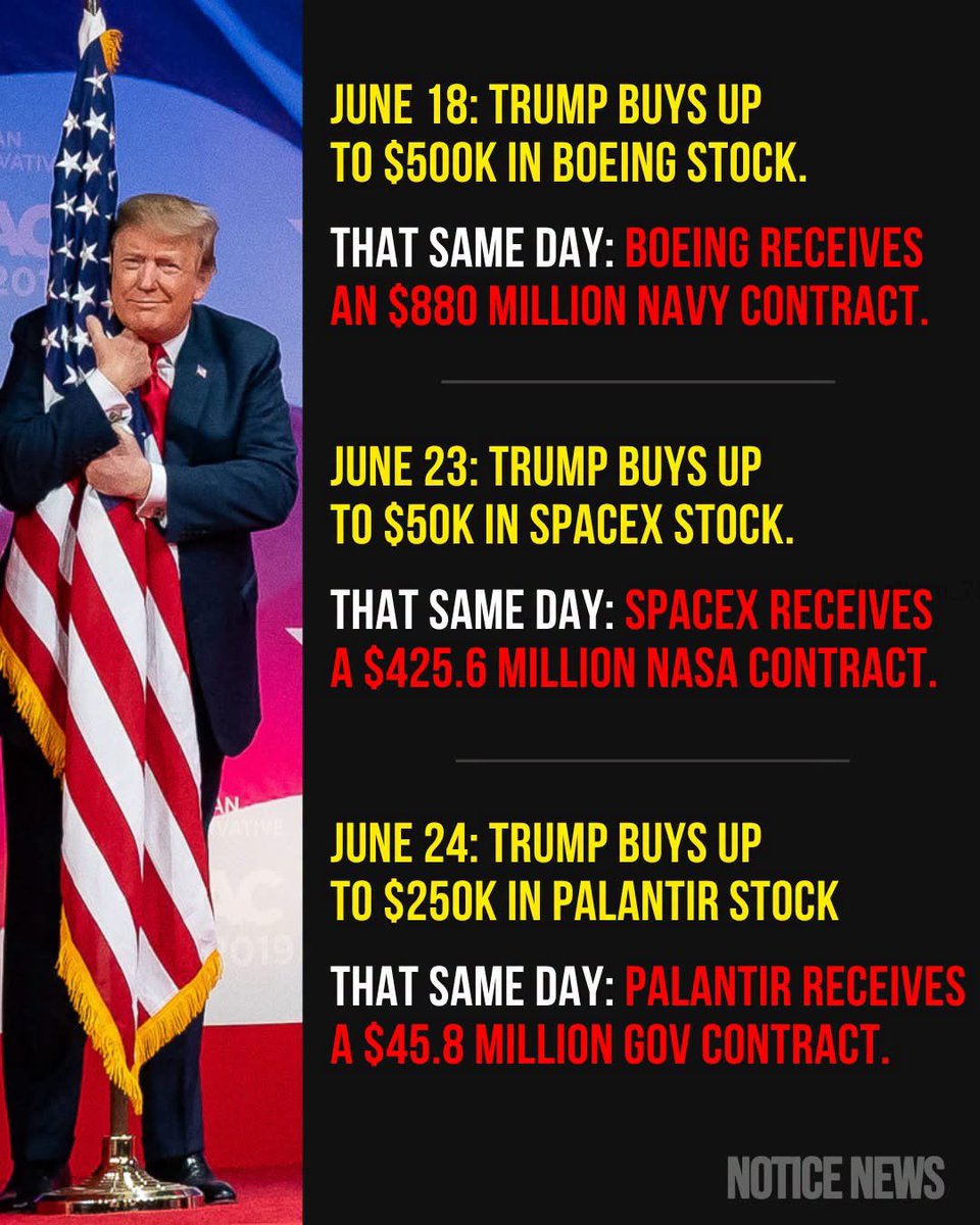 FatheadFreddy's tweet photo. @realDonaldTrump insider trading $BA $SPCX $PLTR @JDVance @NatalieHarp_01 

$FNMA next? @BillAckman @michaeljburry @MichaelDell https://t.co/YsMWs5b0wn