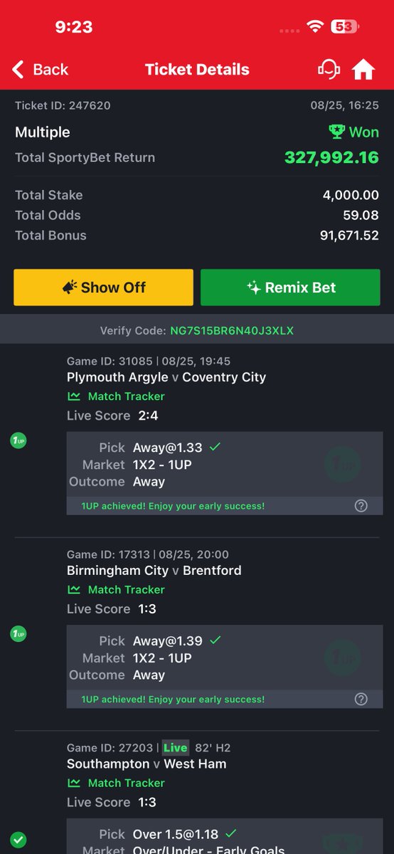 Tips_AFC's tweet photo. BOOOOOOOOOM 

N1,368,000 in the bag

✅✅✅✅✅✅✅✅✅✅✅✅✅✅✅✅✅✅✅✅✅✅✅✅✅✅✅✅✅✅✅✅✅✅✅✅✅✅✅✅✅✅✅✅✅

131 odds ✅✅✅

59 odds ✅✅✅

Drop your winning tickets. 

God is great https://t.co/7XmhVYTbh9