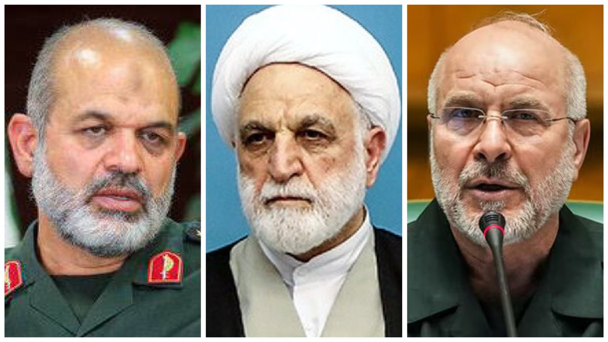 NicholasLissack's tweet photo. When Iran is free, three blood-soaked terrorists among hundreds of thousands will certainly face the ultimate punishment for their crimes:

• Vahidi
• Ejei
• Ghalibaf

These criminals must find no escape from justice under King Reza Pahlavi. Free Iran! Javid Shah! https://t.co/Jb7vma7FRr
