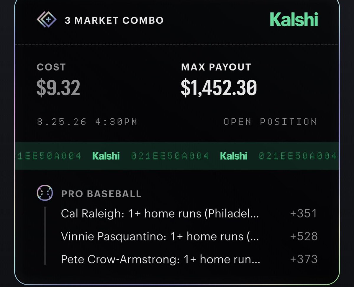 Kenny3Legs's tweet photo. Same play is +10,000 on FD 

Kalshi does it better sign up link⬇️

https://t.co/YRVJWyAzqZ

RR by 2 https://t.co/7sRte18cGp