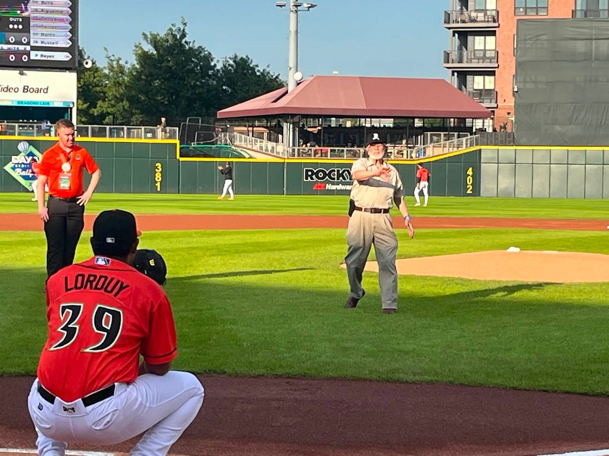 DaytonVA's tweet photo. Five Veterans enrolled at Dayton VA were honored at this year’s Welcome Home event on Friday. It was the 18th year we’ve teamed up with the  Dayton Dragons for the special event. This year’s honorees are Lloyd Lynch, Willie Clemons, Jr., Larry Crutcher, Earl Sheppheard, and Philip Hart. They each received an American flag that had flown over the U.S. Capitol, specials coins, Dragons swag and other tokens of appreciation. Mr. Lynch, who is a WWII Veteran and 101 years old, threw out the first pitch. They and their families also enjoyed a nice meal on the party deck.