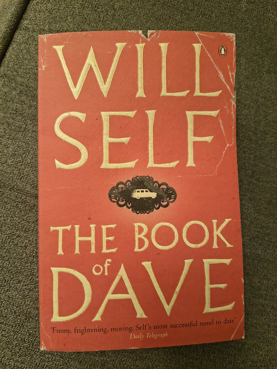 esmesstuff's tweet photo. I read a book. It was challenging 
The Book of Dave. Will Self, 2006

Imagine a post-apocalyptic England, where the word of a mentally ill, misogynistic, 20th century cabbie who's lost a custody battle is the word of god.
Very clever book https://t.co/GFRpBvuS3S