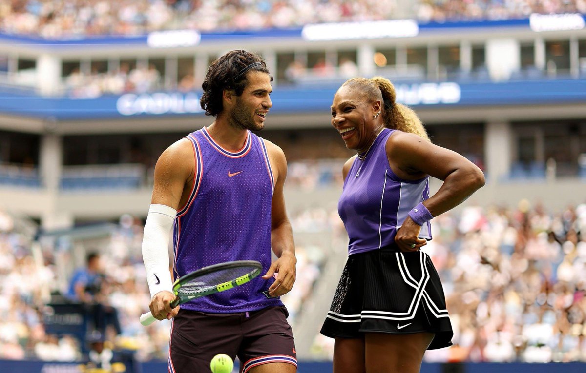 alcarazzupdates's tweet photo. Serena and Alcaraz defeat doubles specialists Glasspool and Routtliffe and advance to the second round 🎾💥

5-3 ✅
4-1 ✅

SERENA WILLIAMS playing at an incredible level 🐐 https://t.co/KetDyTBnjW
