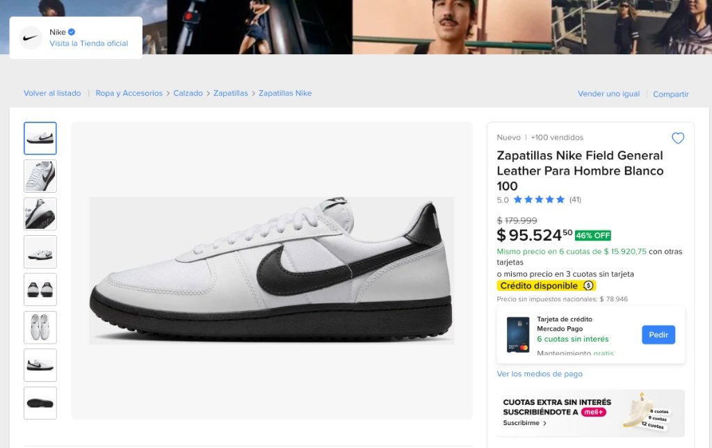 AlertaZapas's tweet photo. Unas Nike clásicas de cuero por menos de 100 lucas y en cuotas. Cuentan con calificación perfecta 5.0★, bajaron de $179.999 a $95.524 y las pagás en 6 cuotas sin interés.

Mirá la publicación oficial acá 👇 https://t.co/X4MdAr64St https://t.co/PJMPwL4GWL
