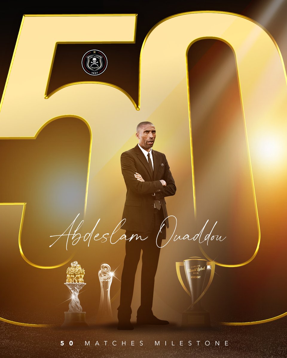 iDiskiTimes's tweet photo. 𝗢𝗨𝗔𝗗𝗗𝗢𝗨 𝟱𝟬 ☠️

Abdeslam Ouaddou has been in charge of 50 games at Orlando Pirates.

🏟️ 50 games
✅ 37 wins
🔄 8 draws
❌ 5 defeats
⚽️ 107-32 goals
🏆 3 trophies https://t.co/XOfUt7EQVg