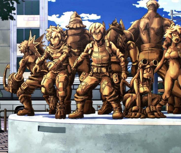 Mangaic2's tweet photo. Class 1A students' statues after war https://t.co/FsB8Fox5hP