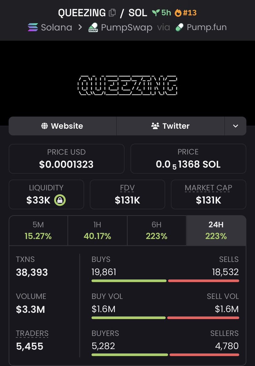 DegenFlow_'s tweet photo. 13k to $131k $QUEEZINGC

CA: 6ybRJGfWpArsP5bWDmUcrqakiSeUR8P581C8H9CUpump

Keeping an eye on this one.

#Solana #SolanaMemecoins #Memecoin https://t.co/65EByr1KPd