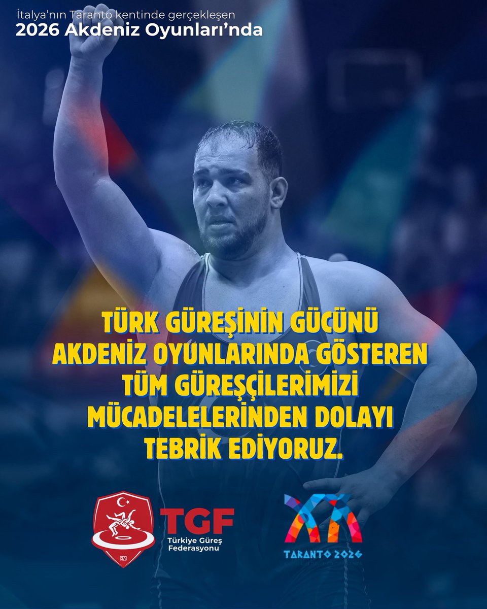 TRguresFed's tweet photo. AKDENİZ OYUNLARI’NDA TÜRK GÜREŞİNDEN 15 MADALYA, KADIN GÜREŞ MİLLİ TAKIMIMIZDAN TARİHİ BAŞARI! 🇹🇷

Taranto’da elde edilen 15 madalya ile son üç Akdeniz Oyunları içerisindeki en yüksek toplam madalya sayısına ulaşıldı.

Kadın Güreş Milli Takımımız, Akdeniz Oyunları tarihinde ilk kez 6 sıkletin tamamında finale yükseldi. Millilerimiz, 6 finalden 4 altın ve 2 gümüş madalya çıkararak kadınlarda Akdeniz Oyunları tarihimizin en başarılı sonucunu elde etti.

Bu tarihi başarının yanı sıra, 53 kiloda altın madalya kazanan Zeynep Yetgil Kamal’ın başarısı ayrı bir anlam taşıdı. Milli güreşçimizin kazandığı altın madalya, Türkiye’nin Akdeniz Oyunları tarihindeki 1000. madalyası olarak kayıtlara geçti.

Milli güreşçilerimiz Akdeniz Oyunları’nı 8 altın, 3 gümüş ve 4 bronz olmak üzere toplam 15 madalya ile tamamladı.

ALTIN MADALYALAR

🥇 Zehra Demirhan (50 kg – Kadınlar)
🥇 Zeynep Yetgil Kamal (53 kg – Kadınlar)
🥇 Elvira Süleyman Kamaloğlu (57 kg – Kadınlar)
🥇 Nesrin Baş (68 kg – Kadınlar)
🥇 Muhammed Karavuş (57 kg – Serbest Stil)
🥇 Ahmet Duman (65 kg – Serbest Stil)
🥇 Hakan Büyükçıngıl (125 kg – Serbest Stil)
🥇 Yunus Emre Başar (77 kg – Grekoromen Stil)

GÜMÜŞ MADALYALAR

🥈 Ebru Dağbaşı (62 kg – Kadınlar)
🥈 Kadriye Aksoy Koçak (76 kg – Kadınlar)
🥈 İsmail Küçüksolak (86 kg – Serbest Stil)

BRONZ MADALYALAR

🥉 Yasin Yeşil (74 kg – Serbest Stil)
🥉 Resul Güne (97 kg – Serbest Stil)
🥉 Murat Fırat (67 kg – Grekoromen Stil)
🥉 Doğan Kaya (87 kg – Grekoromen Stil)

20. Akdeniz Oyunları’nda ay-yıldızlı forma için mücadele eden tüm sporcularımızı ve teknik ekibimizi gösterdikleri üstün performans ve elde ettikleri başarılar dolayısıyla tebrik ediyoruz. 🇹🇷