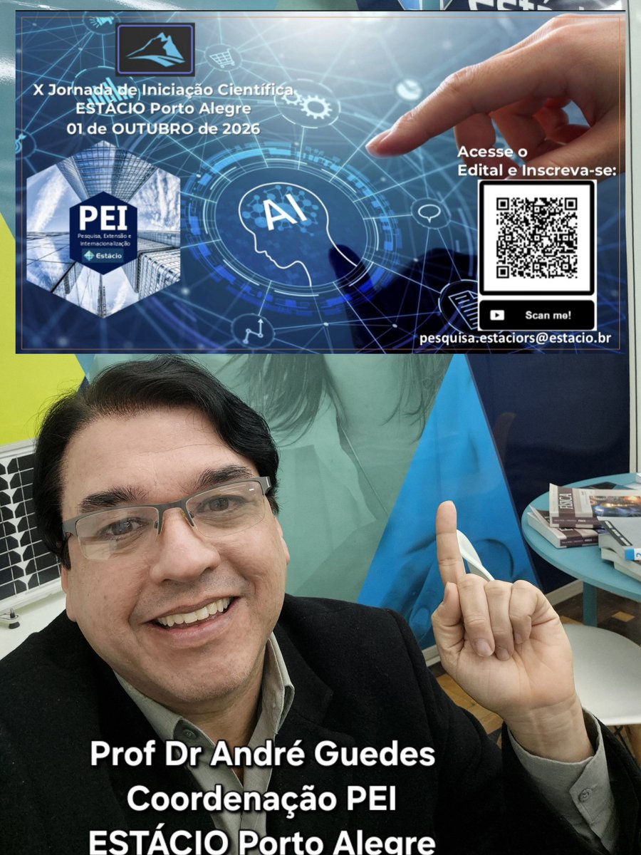 afguedes's tweet photo. JORNADA DE INICIAÇÃO CIENTÍFICA DA ESTÁCIO PORTO ALEGRE 2026.
O link de acesso ao edital:
https://t.co/LKCkV15T6x
O link de acesso a inscrição para submissão de resumos:
https://t.co/7KIr0E2ODl
Seja muito bem-vindo ao Universo da Pesquisa, Extensão e Internacionalização!!!! https://t.co/9jCy4ZvwHM