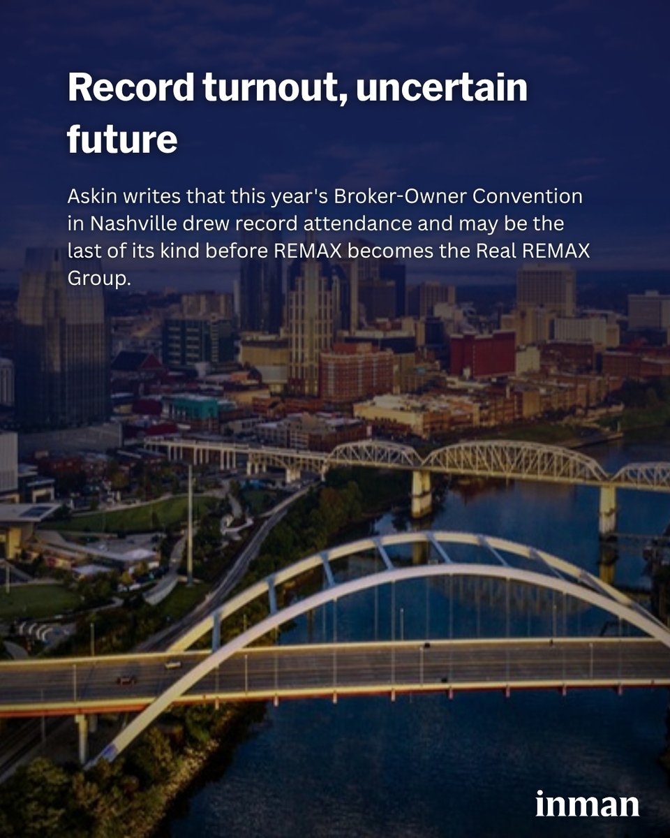 Inman's tweet photo. Inside REMAX's last Broker-Owner Convention: A broker-owner's on-the-ground account of the handoff to Real. 

Read more: https://t.co/niY1hQfQFO https://t.co/ISLIi5lCfh