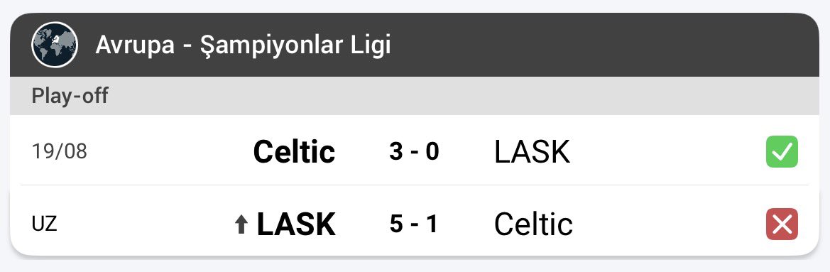semtinmuhabiri's tweet photo. Celtic, 3-0 kazandıkları maçın başında 1-0 da öne geçti. Elenmeleri için, hiç gol atamadan en 5 gol yemeleri lazımdı, 5 gol yediler ve ELENDİLER. https://t.co/X2ZHTSolGM