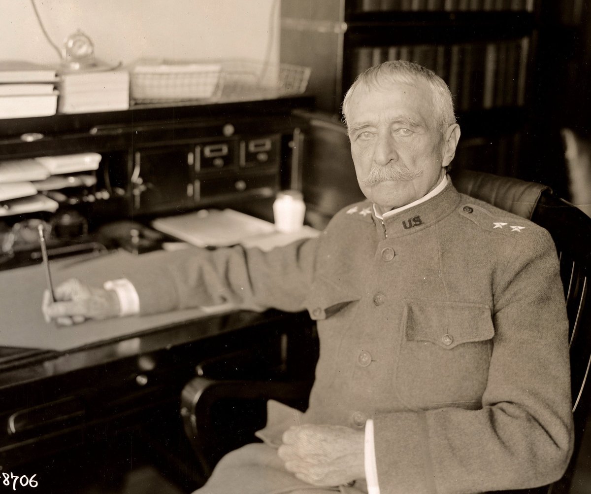 BarnabyHistory's tweet photo. 🇺🇸 Peter Conover Hains is the only U.S. soldier known to have served on active duty in both the Civil War and World War I.

He graduated West Point in June 1861. His classmates included George Custer and Alonzo Cushing.

As a 21-year-old first lieutenant he commanded a detached 30-pounder Parrott at First Bull Run. The gun, listed with Battery G, 1st U.S. Artillery for the battle, weighed about 6,000 pounds and needed a ten-horse team. Around 6 a.m. he ordered the first Union land artillery shot of the fight.

He transferred to the engineers and became chief engineer of the XIII Corps during the Vicksburg Campaign. His earthworks and approaches helped Grant close the ring around the city. He was brevetted three times.

Hains stayed in the Regular Army after the war. For the next forty years he built lighthouses, helped select the Panama Canal route, and designed the Tidal Basin in Washington so the Potomac would stop flooding the capital.

He retired as a brigadier general in 1904. Congress made him a major general on the retired list in 1916.

When America entered the war he volunteered again. In September 1917, at age 77, the Army recalled him as chief engineer of the Norfolk Harbor and River District.

He was the oldest officer on active duty in the U.S. Army during World War I. 

A younger man got to go to France because the old engineer took the stateside job.

Hains retired a second time in 1918 and died at Walter Reed in 1921.

56 years between the first gun at Bull Run and a World War I uniform.