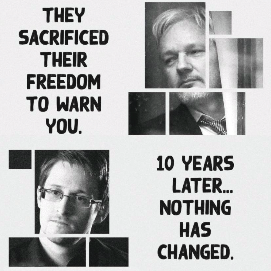 TheShadowIntelX's tweet photo. Julian Assange and Edward Snowden exposed the vast surveillance state, governments and tech giants secretly watching, collecting, and controlling information on a global scale.

One faced years in prison. The other lives in permanent exile.

 Their only “crime”? Telling the truth.