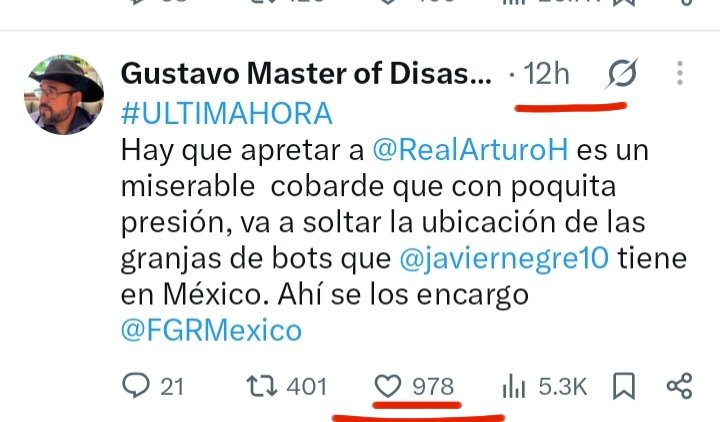 GustavoRocMtz's tweet photo. #ULTIMAHORA
Manuel López San Martin, cuenta verificada pero ya sin bots 16 horas 90 likes.

Yo, cuentita sin verificar, baneado por Musk, 16 horas, 978 likes.

Nunca han sido relevantes, sin la ayuda de bots no son nada. https://t.co/oyiWWdXvTH