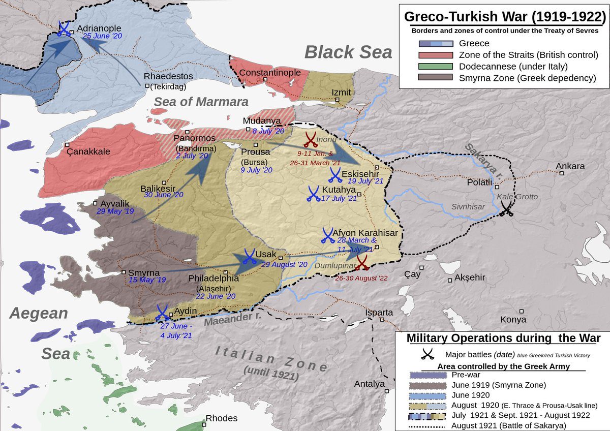 ottomanenglish's tweet photo. The Greek army advancing 540 km from Smyrna to Polatlı, Ankara in 1921 feels just like the German army reaching Stalingrad—overextended, deep into hostile territory, and chasing a decisive breakthrough that ultimately led to logistical collapse. History repeats its fatal overreaches.