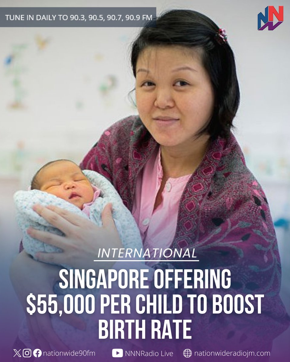 NationwideRadio's tweet photo. Singapore is offering parents more than $55,000 per child as part of a package of measures to encourage families to have more children.

READ MORE HERE: https://t.co/mPIWCV1XmS https://t.co/KZ2RS6pu4D