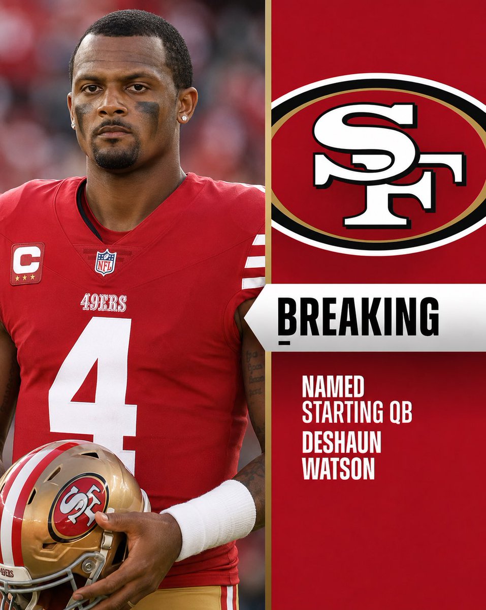 fan_opinionated's tweet photo. BREAKING: The 49ers are acquiring QB Deshaun Watson from the Browns, sources tell ESPN. Watson is expected to be named 49ers starting quarterback immediately. Watson and 49ers owner Jed York share a similar vision for team culture/leadership, sources say.

#JedYork #NFL #fantasy https://t.co/j7l19nWGyb
