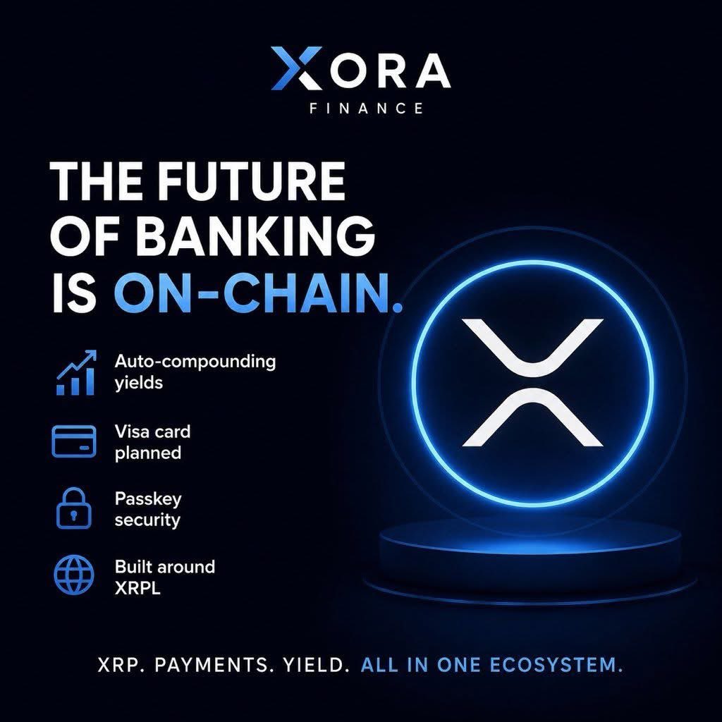 eloiseedwa01's tweet photo. 🚀 THE FUTURE OF BANKING IS GOING ON-CHAIN.

Xora Finance is building a new way to use crypto combining XRP, DeFi, payments and yield in one ecosystem.

⚡ Auto-compounding yields
💳 Visa card

The next financial era is being built NOW. 🔥

#XRP #XRPL #XoraFinance #Crypto #DeFi https://t.co/GaCJwrjuls