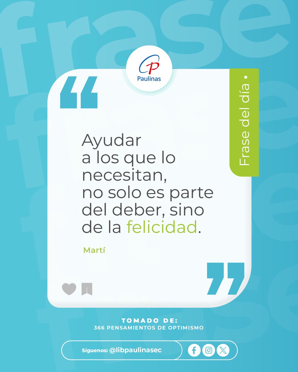 libpaulinasec's tweet photo. ✍Nuestra Frase del día
Visita nuestras librerías:
📍Quito: Selva Alegre Oe1-95 Y Av. 10 De Agosto.
📍Guayaquil: A. Baquerizo Moreno 818 y Junín
📲Síguenos https://t.co/oecVRzeqrb
🌐Visita https://t.co/0CgMuo7OQ5 https://t.co/DepLfjc06Z