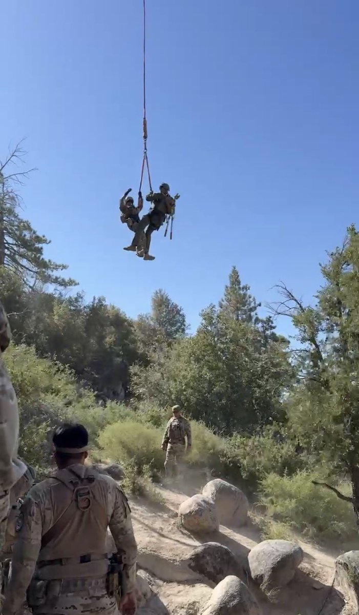 Mononofuknives's tweet photo. An image from a narcotics seizure operation conducted by the Los Angeles County Sheriff's Department Narcotics Bureau. The deputies are equipped with the Mononofu Fifty-Six 2.0 . Since there are no roads, they moving deep into the mountains by helicopter. https://t.co/EDqXjzgKOd