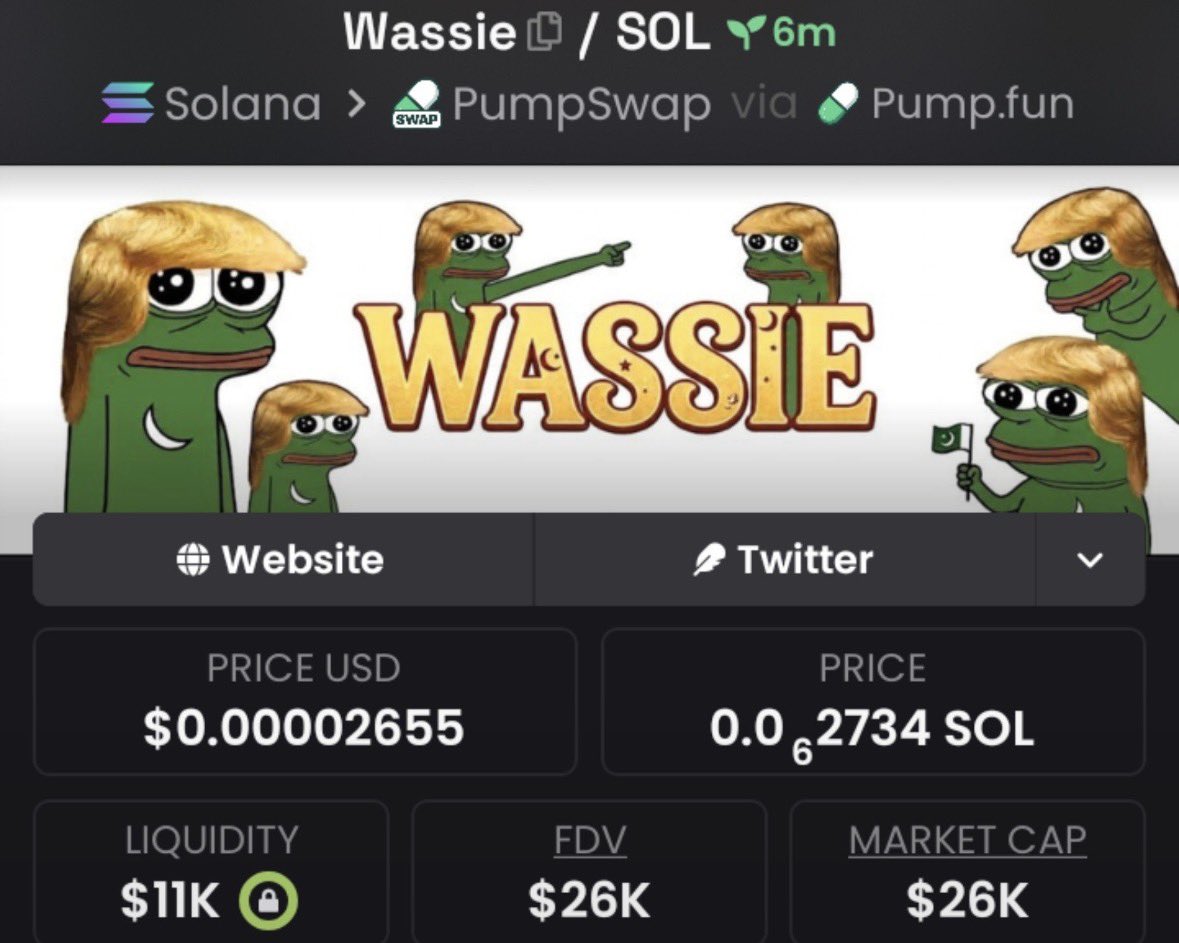 DegenFlow_'s tweet photo. 26k to $WASSIE

CA: 77JTvYcbfrjEbHabZbHqSQHGb5xWwSArPi8gVsAkpump

Keeping an eye on this one.

#Solana #SolanaMemecoins #Memecoin https://t.co/LFU5XOkql3