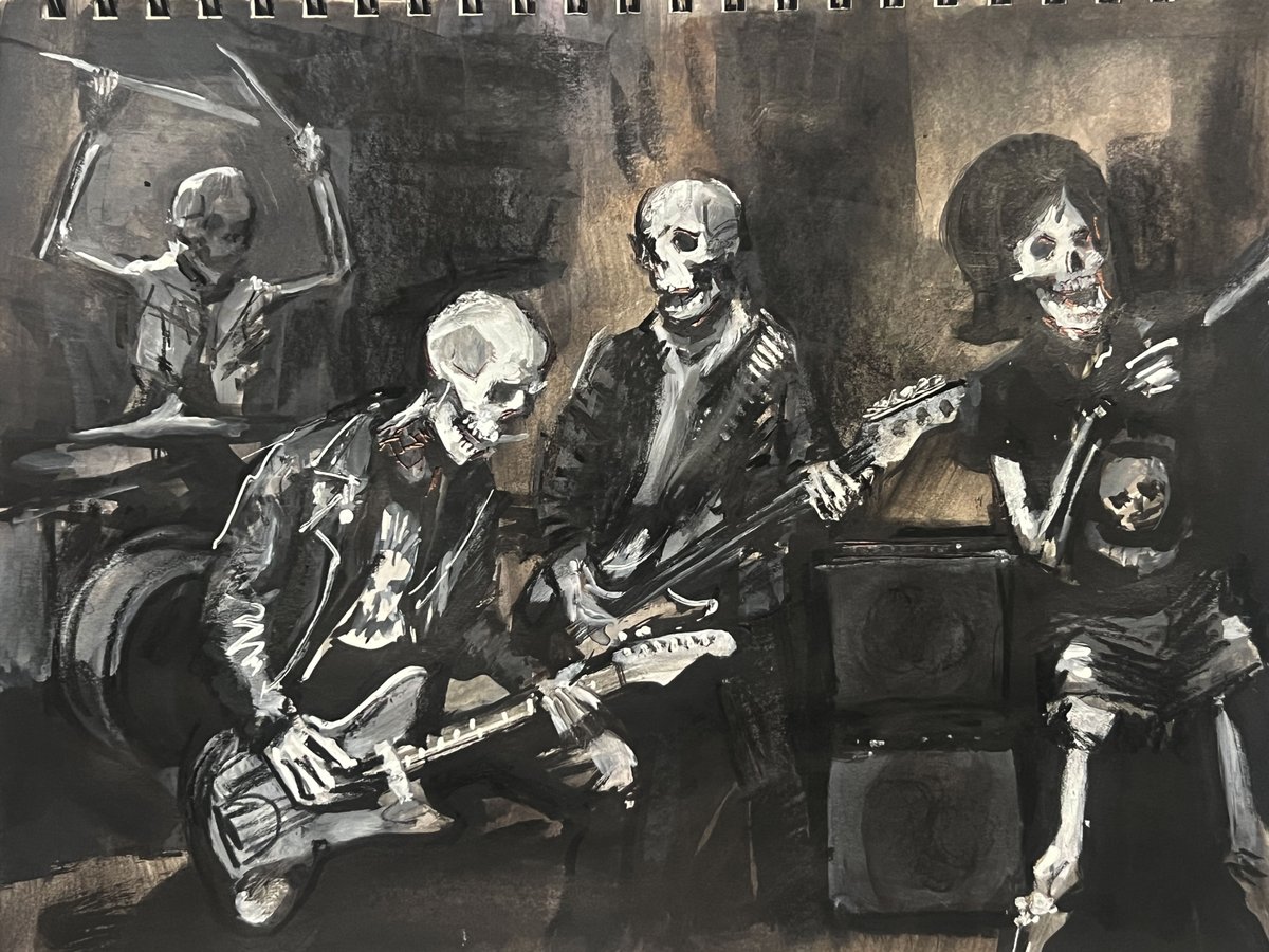 dwightcushman's tweet photo. Death comes for us all, but until then... we jam!
- Ink and wash studies in mortality and rock. #funeraryart #darkaesthetics https://t.co/61ekumsk81