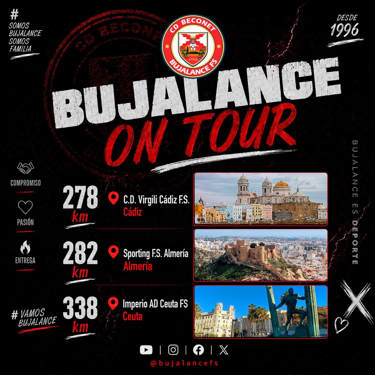 bujalancefs's tweet photo. 🚌🔴 8.587 KM. UN SOLO ESCUDO.

Hay temporadas que se juegan en la pista.

Y hay otras que también empiezan en la carretera.

Esta temporada, el CD Beconet Bujalance FS recorrerá:

🔥 4.293,5 km de ida
🔥 8.587 km entre ida y vuelta
🔥 15 destinos https://t.co/I16odPlhm9