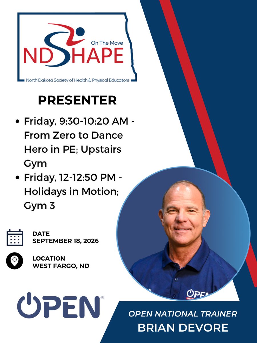bdevore7's tweet photo. Headed to @NDSHAPE next month with a side quest to Bismarck after that! Hope to create some dance heroes and see my #physed friends! https://t.co/QkEKRe7u0u