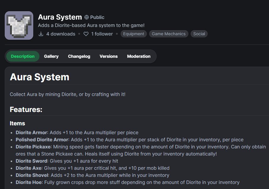 mushroomfromgd's tweet photo. You can officially get the Aura System on Modrinth!! Link in thread!! https://t.co/ULDqTFGQCA