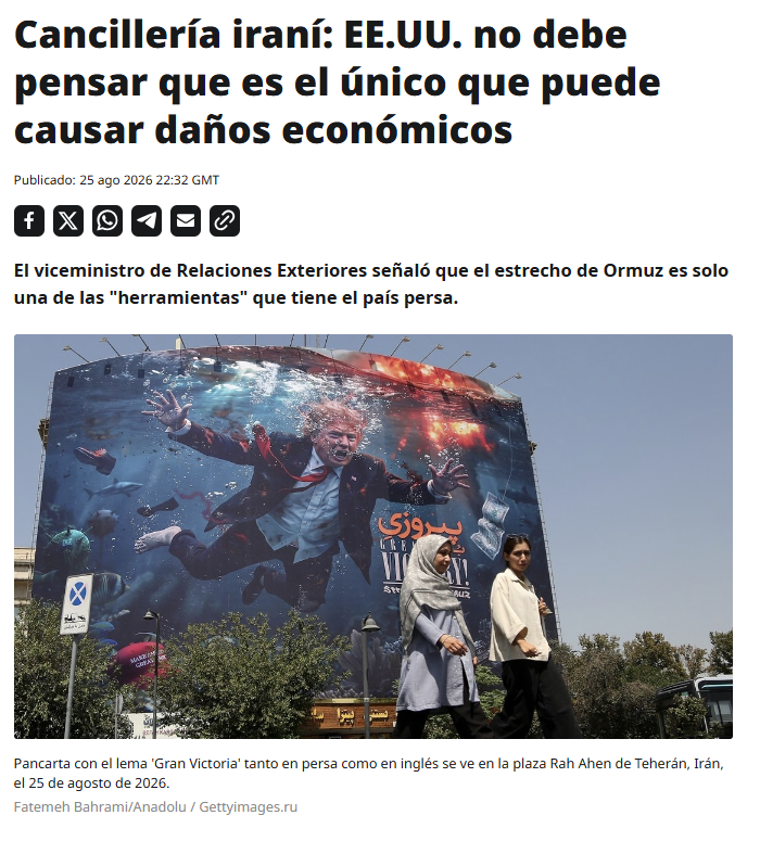 ActualidadRT's tweet photo. 💸 El viceministro de Relaciones Exteriores de Irán, Kazem Gharibabadi, afirmó este martes que el país persa ha cambiado su estrategia frente a las sanciones de EE.UU. y que ahora responderá con acciones dirigidas contra los intereses económicos de Washington https://t.co/l4TXUi9t31