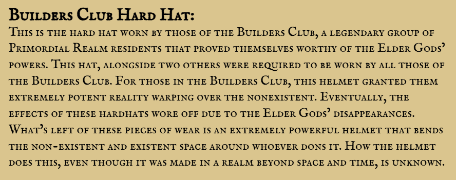 Tarmancer's tweet photo. #periastronstarsrpg Excerpt #279 from The Tarmancer's Notes: "Builders Club Hard Hat" https://t.co/irHAnTLOO3