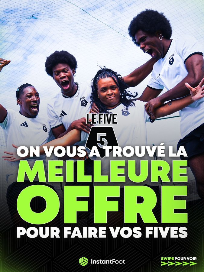 lnstantFoot's tweet photo. 🚨 𝗣𝗟𝗨𝗦 𝗤𝗨𝗘 𝟯 𝗝𝗢𝗨𝗥𝗦 POUR BÉNÉFICIER DE L'INCROYABLE RÉDUCTION CHEZ LE FIVE !! ⚽️⌛️

31 centres dispos en France et des prix À LA BAISSE sur TOUS LES CRÉNEAUX... et ça jusqu’au 31 août ! 📉

• 5€ la partie pour les - de 26 ans ‼️
• -30% sur la partie pour les + de 26 ans ‼️

Pour plus d’infos ça se passe sur le site 👉 https://t.co/WTP7lM6x3q

Vos potes ne pourront plus trouver d’excuses pour éviter de se prendre des petits ponts. 👀

En collaboration avec @lefivefc.