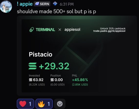 SerenityDAO's tweet photo. $pistacio 

140k --> 11m - 80x

Caught the runner of the day right here in Serenity!! https://t.co/dxMWNX0CjI