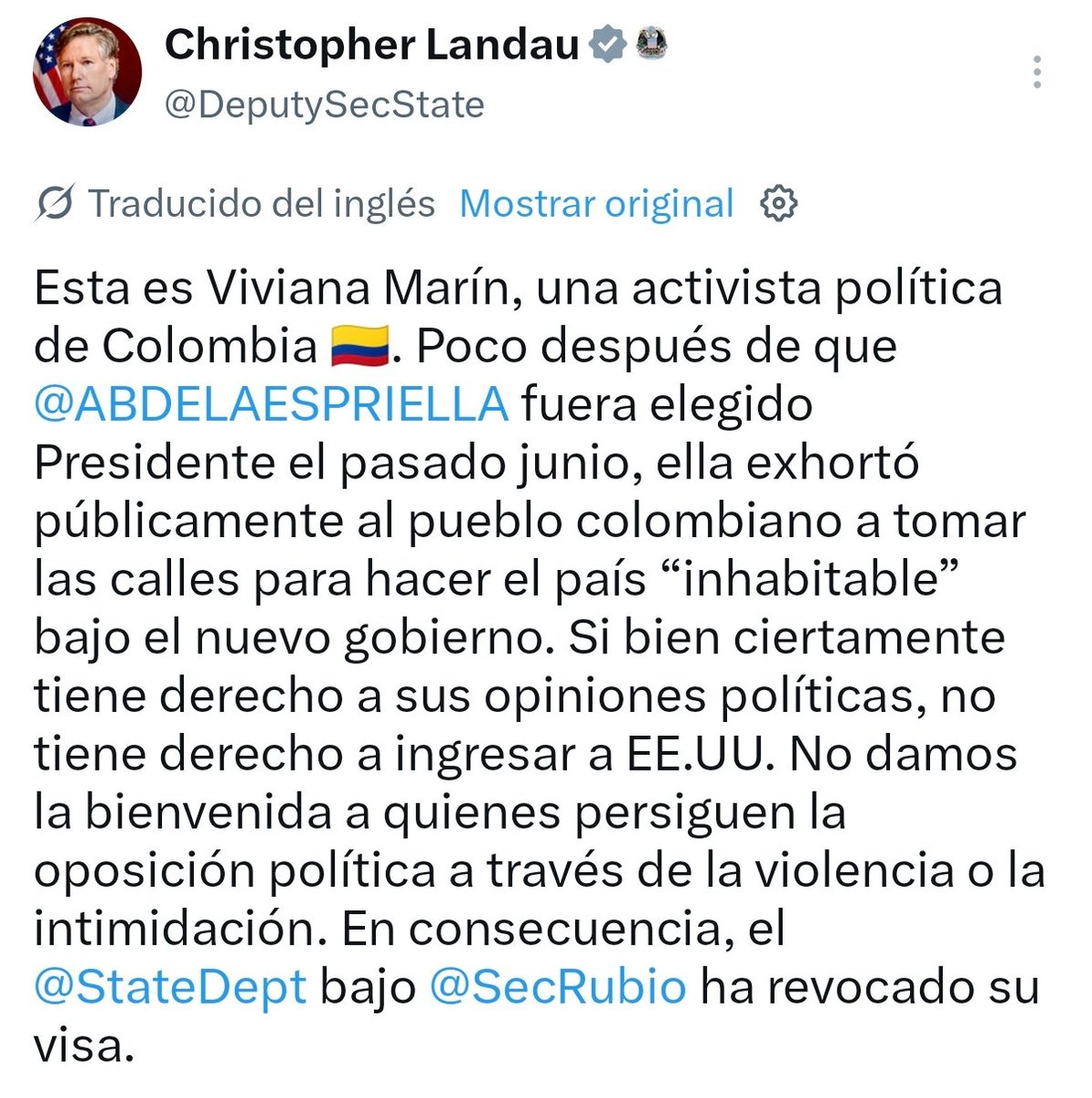 santiuribedel10's tweet photo. Una de las que amenazó con quemar el país se acaba de quedar sin Visa, el siguiente es Gustavo Bolívar.

¡Jajajajajajajajajajaja! 

Gracias @DeputySecState 👏🏻 https://t.co/IfGRkAUNa5