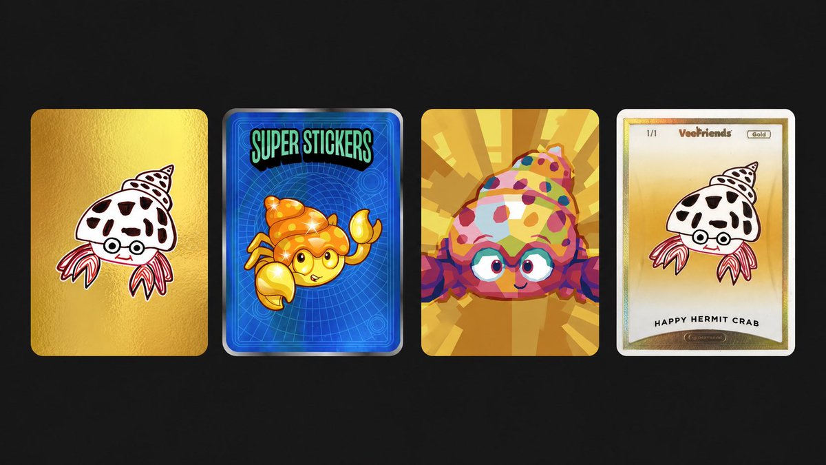 chrisb_fit's tweet photo. Grateful to add the S1 Gold 1/1 card to my Happy Hermit Crab collection today! Thanks to @MikeJY1984 for making it possible.

I'm looking to complete the phygital set—if you know who owns the S2 Gold 1/1, please DM me🙏@VeeFriendsCards

My belief in @garyvee &amp; @veefriends keeps📈 https://t.co/98EWhI49vj