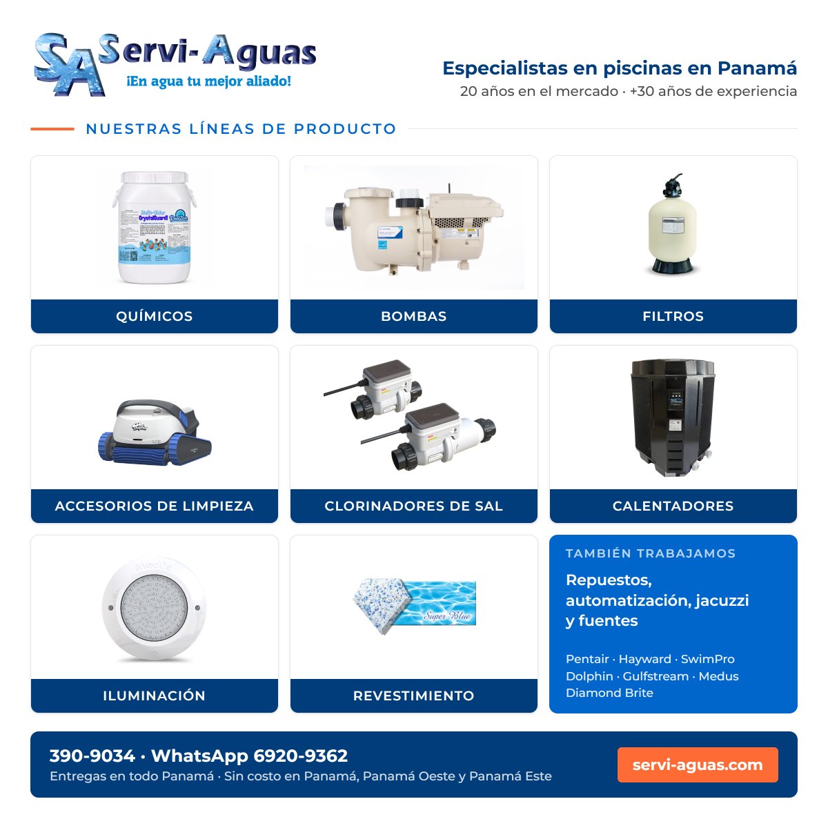 serviaguas's tweet photo. No vendemos todas las marcas de piscina que existen. Y esa es la idea.

Solo entra al catálogo lo que tiene respaldo de fábrica, repuestos en Panamá, y aguanta este clima.

Importadores directos · 6920-9362 https://t.co/qHBgZqZ5Kv