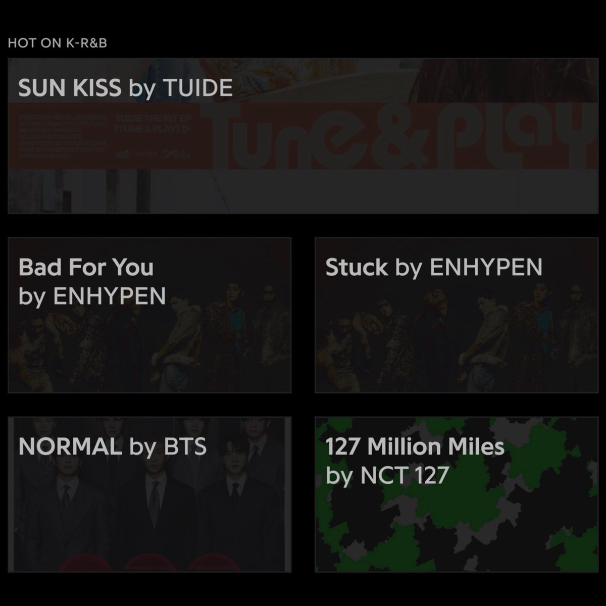 Genius_kor's tweet photo. #GeniusCharts | #TUIDE (@TUIDE_official) make their debut on the daily Genius Korea charts!

Their title track “SUN KISS” debuts at #1 on the daily K-R&amp;B chart whereas “GRLS” debuts at #4 on the daily K-Pop chart!

https://t.co/GH7xPnJl1X https://t.co/BhiR0kCtMH