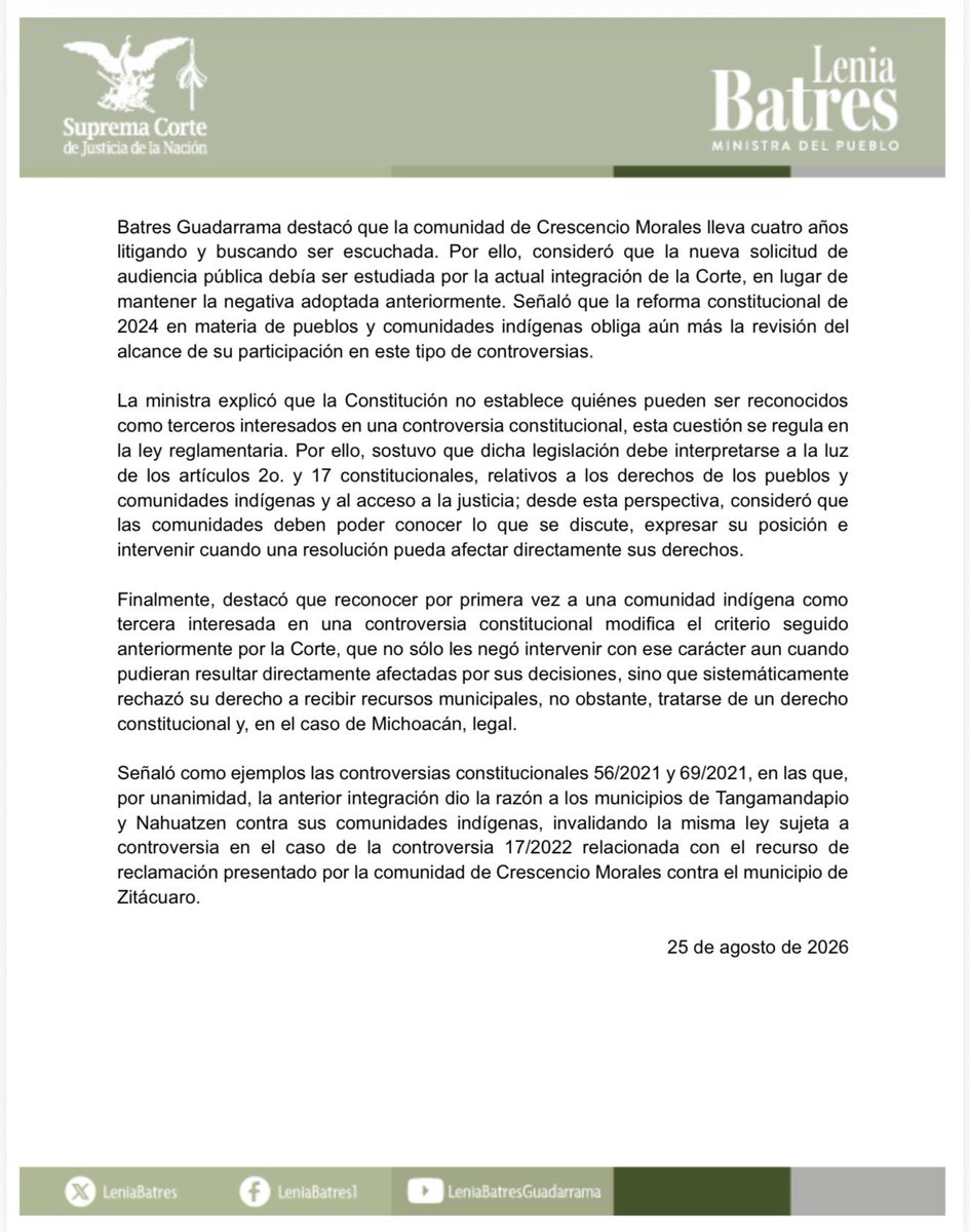 LeniaBatres's tweet photo. 📌 Comunicado 83/2026

#MinistraDelPueblo #SCJN https://t.co/En5RxivZ9M