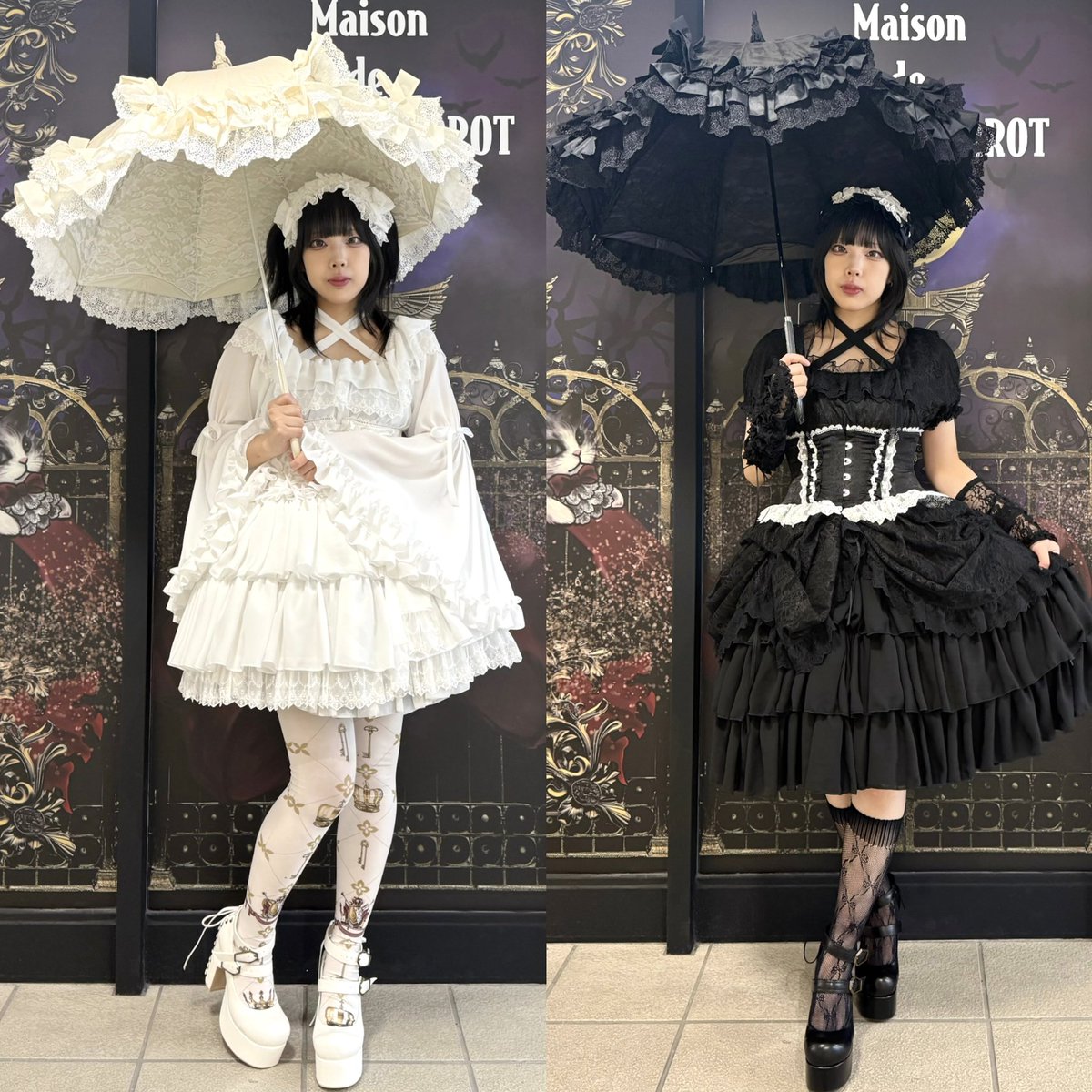 atelier_pierrot's tweet photo. 🌹NEW🌹

＼＼UVカット率・遮光率100%生地使用／／

【ATELIER PIERROT】
Marie Rose Parasol
17,600円(税込)

ホワイト／ブラック

繊細なレースとたっぷりのフリルを纏ったATELIER PIERROTのアンブレラが登場❣️

クラシカルなホワイトと、凛としたブラック。
どちらもコーディネートをより華やかに引き立ててくれる、存在感のある一本です。

晴れの日も雨の日も、いつものコーディネートに特別感をプラスしてください🎶

アトリエピエロ各店にて発売✨

《販売店舗》
メゾンドアトリエピエロラフォーレ原宿店
アトリエピエロ新宿マルイアネックス店
アトリエピエロ大阪店
アトリエピエロ横浜ビブレ店

※店舗通販不可